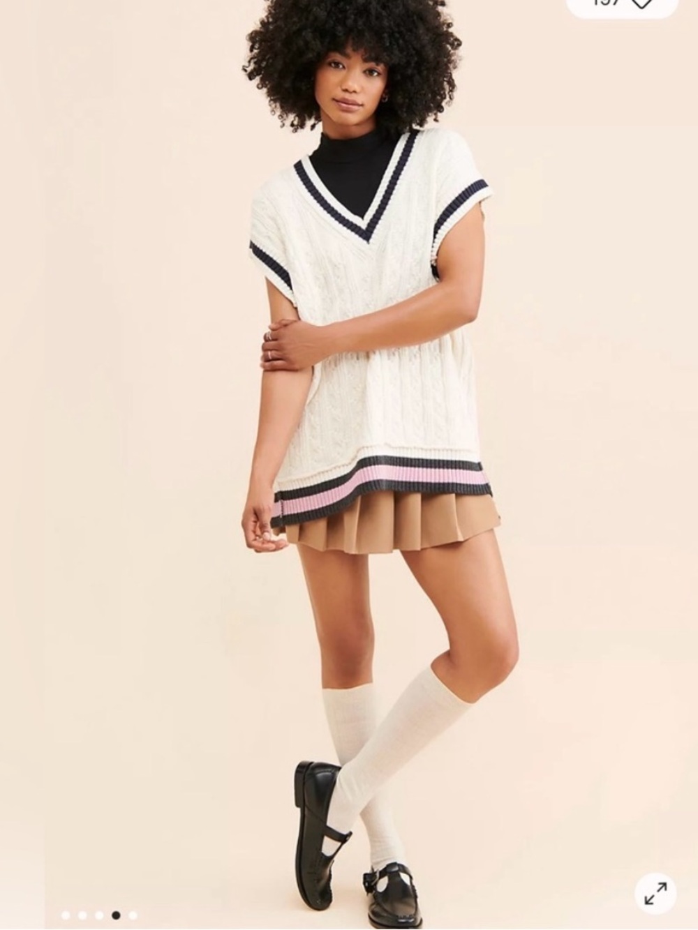 Free People We The Free Home Game Sweater Vest White Oversized